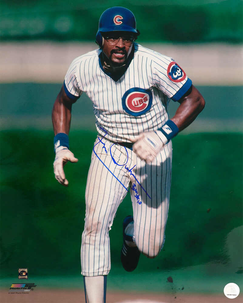 Leon Durham Signed Chicago Cubs Running Bases Action 16x20 Photo w/Bull - DUR16P100 - Leon Durham Signed Chicago Cubs Running Bases Action 16x20 Photo w/Bull product image