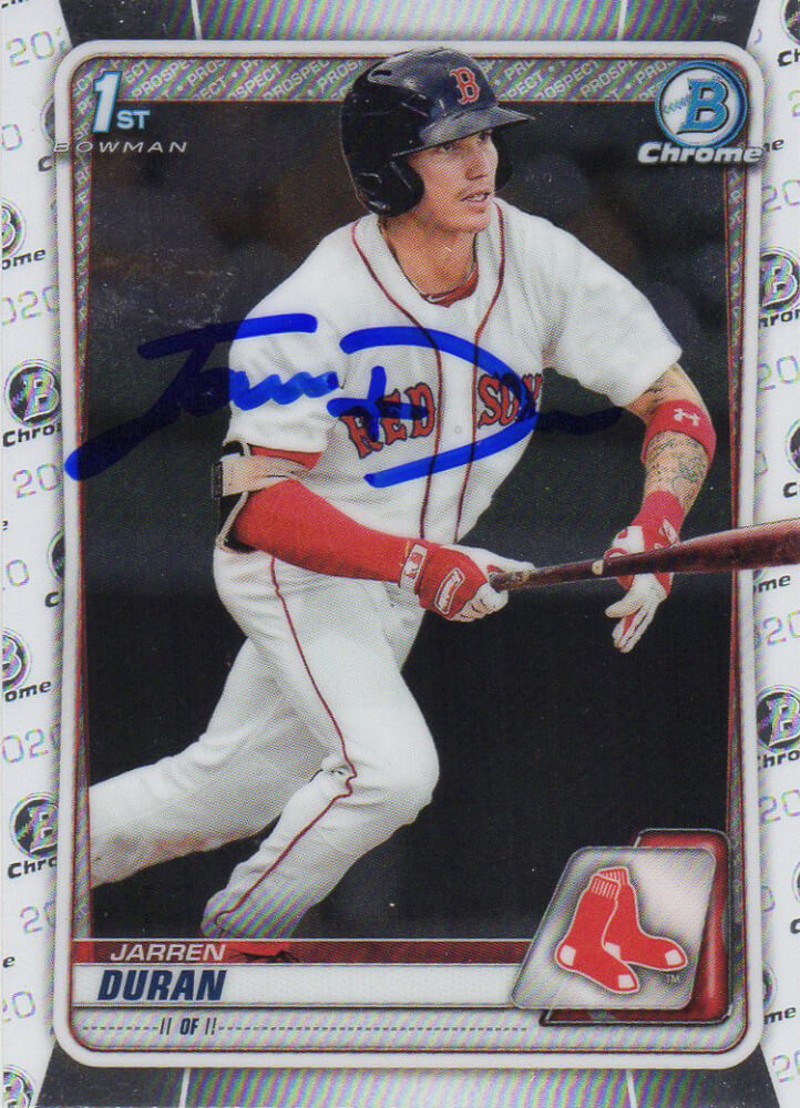 Jarren Duran Signed Boston Red Sox 2020 Topps Bowman Chrome Baseball Rookie Card #BCP-144 - DURCAR105 - Jarren Duran Signed Boston Red Sox 2020 Topps Bowman Chrome Baseball Rookie Card #BCP-144 product image