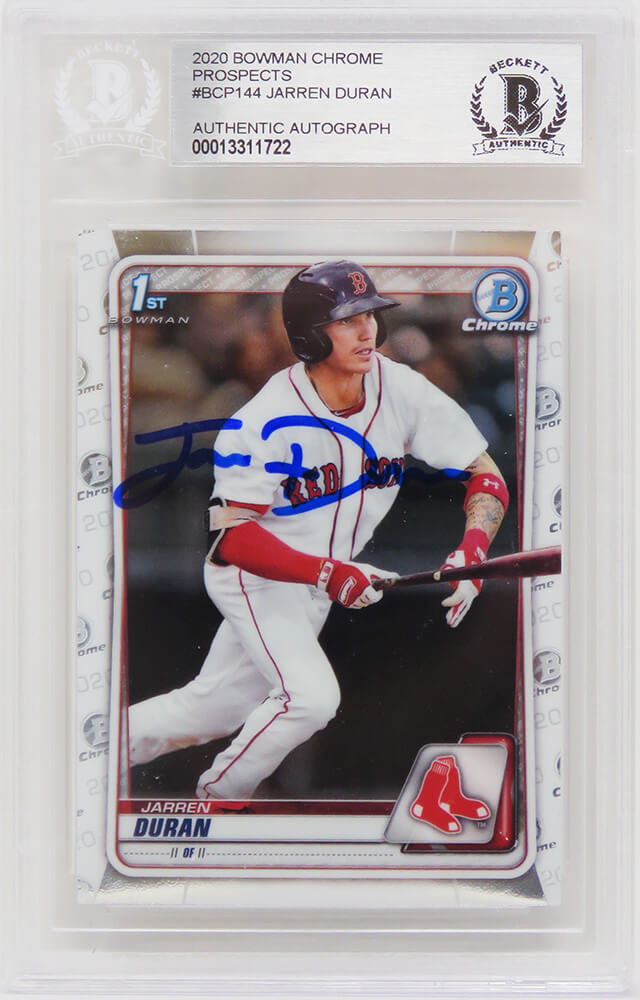 Jarren Duran Signed Boston Red Sox 2020 Topps Bowman Chrome Rookie Card #BCP-144 (Beckett Encapsulated) - DURCAR107 - Jarren Duran Signed Boston Red Sox 2020 Topps Bowman Chrome Rookie Card #BCP-144 (Beckett Encapsulated) product image