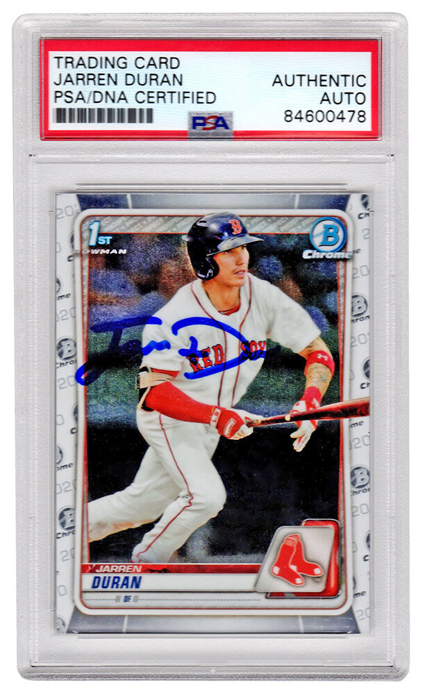 Jarren Duran Signed Boston Red Sox 2020 Topps Bowman Chrome Rookie Card #BCP-144 (PSA/DNA Encapsulated) - DURCAR108 - Jarren Duran Signed Boston Red Sox 2020 Topps Bowman Chrome Rookie Card #BCP-144 (PSA/DNA Encapsulated) product image
