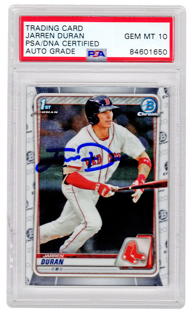 Jarren Duran Signed Boston Red Sox 2020 Topps Bowman Chrome Rookie Card #BCP-144 (PSA/DNA - Auto Grade 10) - DURCAR109 - Jarren Duran Signed Boston Red Sox 2020 Topps Bowman Chrome Rookie Card #BCP-144 (PSA/DNA - Auto Grade 10) product image