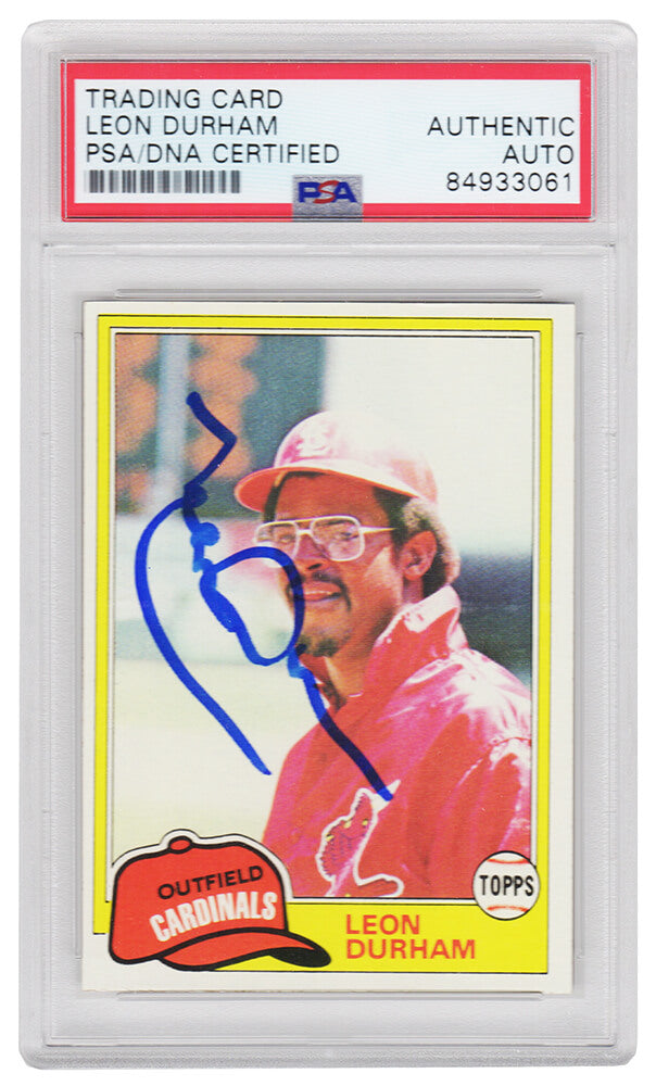 Leon Durham Signed St Louis Cardinals 1981 Topps Rookie Baseball Card #321 - (PSA Encapsulated) - DURCAR112 - Leon Durham Signed St Louis Cardinals 1981 Topps Rookie Baseball Card #321 - (PSA Encapsulated) product image