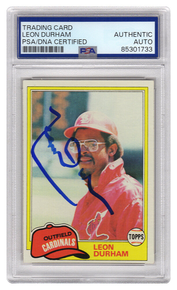 Leon Durham Signed Cardinals 1981 Topps Rookie Baseball Card #321 - (PSA Encapsulated) - DURCAR113 - Leon Durham Signed Cardinals 1981 Topps Rookie Baseball Card #321 - (PSA Encapsulated) product image