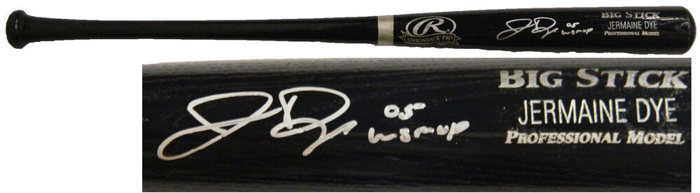 Jermaine Dye Signed Big Stick Black Name-Engraved Bat w/05 WS MVP - DYEBAT100 - Jermaine Dye Signed Big Stick Black Name-Engraved Bat w/05 WS MVP product image