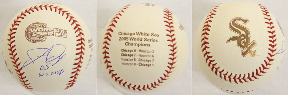Jermaine Dye Signed 2005 World Series Engraved Stat Baseball w/05 WS MVP - DYEBSB104 - Jermaine Dye Signed 2005 World Series Engraved Stat Baseball w/05 WS MVP product image