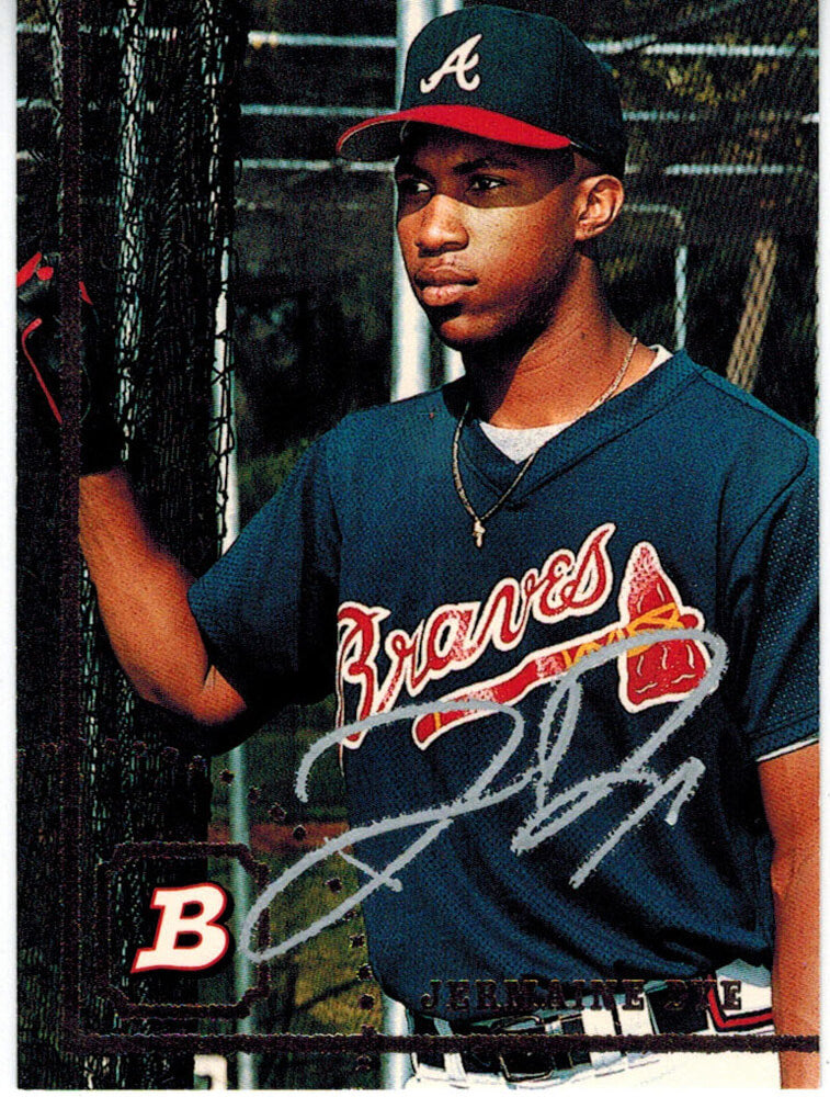 Jermaine Dye Signed Braves 1994 Bowman Rookie Card #433 - DYECAR101 - Jermaine Dye Signed Braves 1994 Bowman Rookie Card #433 product image