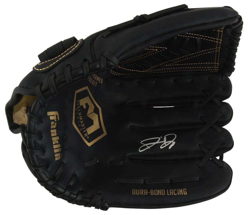 Jermaine Dye Signed Franklin Fieldmaster Black Baseball Fielders Glove - DYEGLV100 - Jermaine Dye Signed Franklin Fieldmaster Black Baseball Fielders Glove product image
