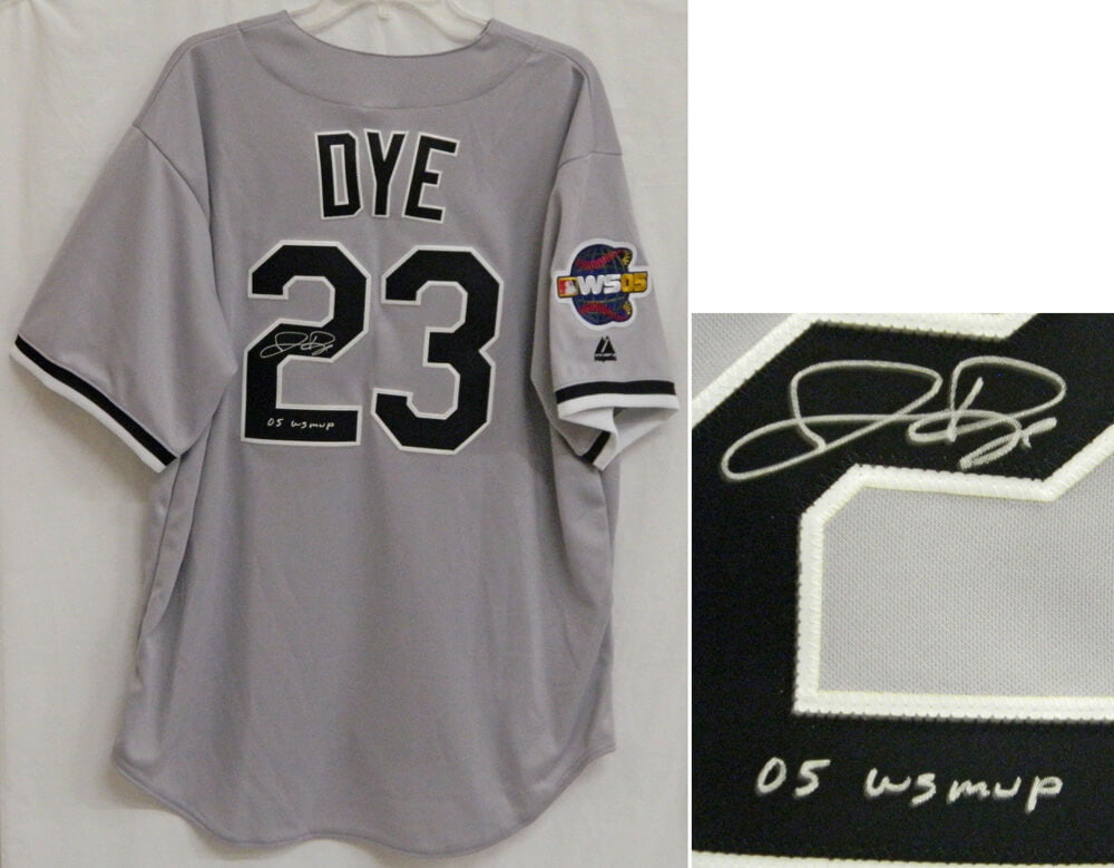 Jermaine Dye Signed White Sox Majestic Grey Jersey w/WS Patch and '05 WS MVP - DYEJRY100 - Jermaine Dye Signed White Sox Majestic Grey Jersey w/WS Patch and '05 WS MVP product image
