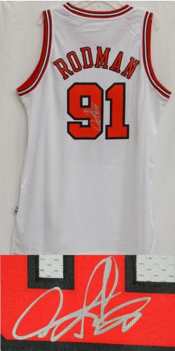 Dennis Rodman Signed Autographed Bulls Adidas Premier White Jersey - RODJRY202 - Dennis Rodman Signed Autographed Bulls Adidas Premier White Jersey product image