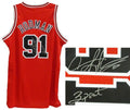 Dennis Rodman Signed Autographed Bulls Red Adidas Swingman Jersey w/3 Peat - RODJRY205 - Dennis Rodman Signed Autographed Bulls Red Adidas Swingman Jersey w/3 Peat product image