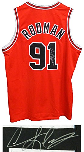 Dennis Rodman Signed Red Throwback Custom Basketball Jersey - RODJRY215 - Dennis Rodman Signed Red Throwback Custom Basketball Jersey product image