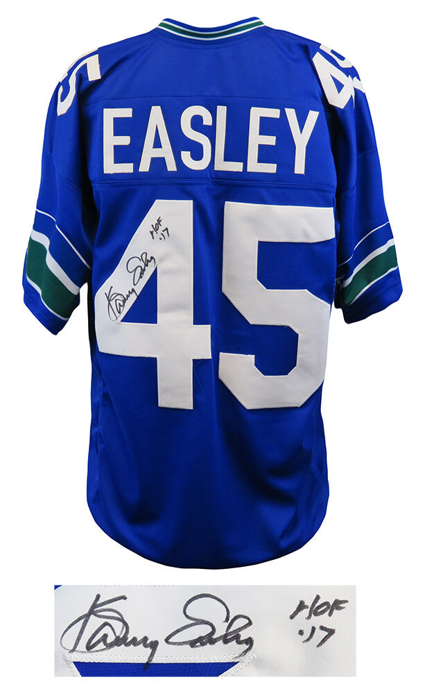Kenny Easley Signed Blue Throwback Custom Football Jersey w/HOF'17 - EASJRY300 - Kenny Easley Signed Blue Throwback Custom Football Jersey w/HOF'17 product image