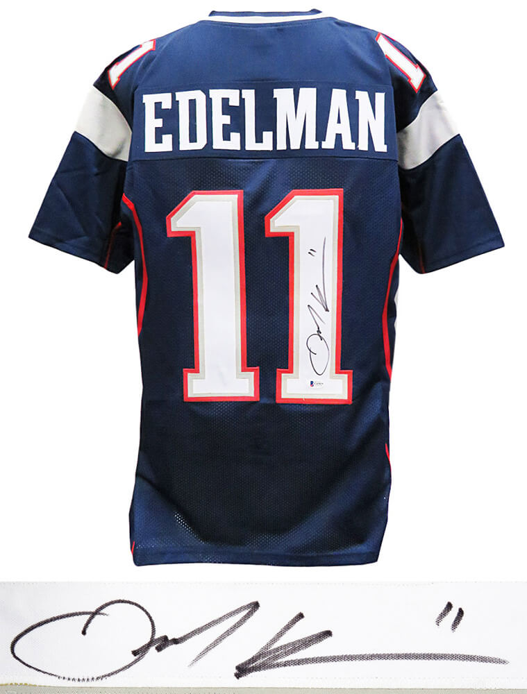Julian Edelman Signed Navy Custom Football Jersey (Beckett) - EDEJRY300 - Julian Edelman Signed Navy Custom Football Jersey (Beckett) product image