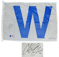 Carl Edwards Jr Signed Chicago Cubs 27x37 White W Flag - EDWFLG100 - Carl Edwards Jr Signed Chicago Cubs 27x37 White W Flag product image