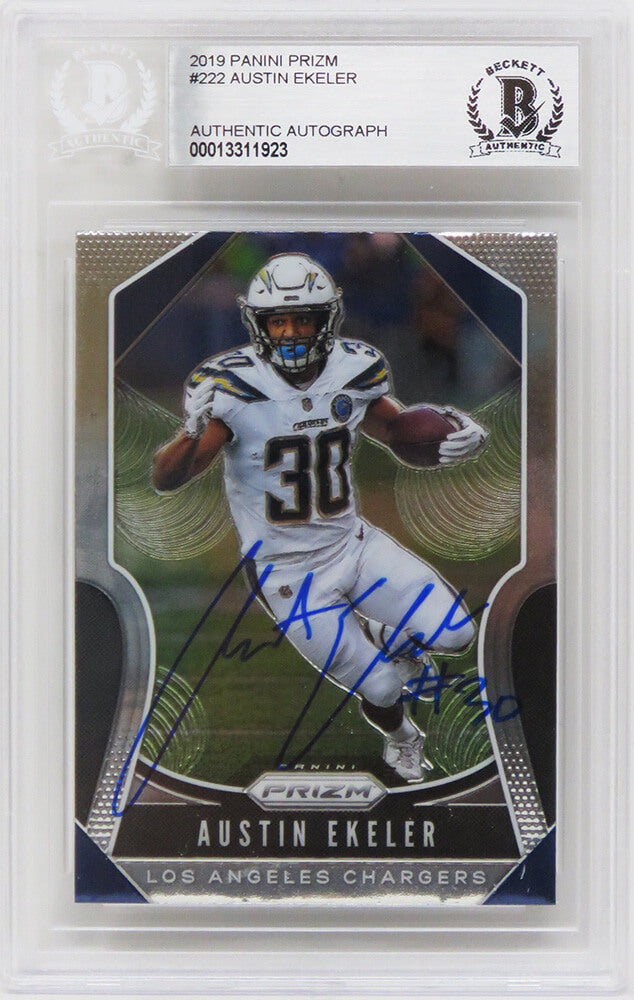 Austin Ekeler Signed Los Angeles Chargers 2019 Panini Prizm Football Rookie Card #222 - (Beckett Encapsulated) - EKECAR300 - Austin Ekeler Signed Los Angeles Chargers 2019 Panini Prizm Football Rookie Card #222 - (Beckett Encapsulated) product image