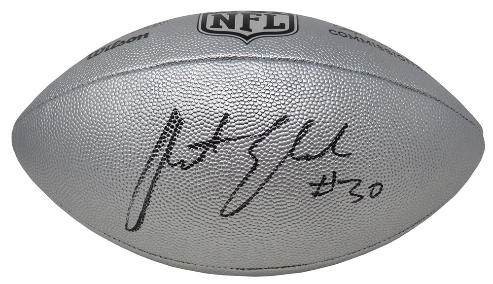 Austin Ekeler Signed Wilson Duke Silver Metallic NFL Full Size Replica Football - EKEFTB301 - Austin Ekeler Signed Wilson Duke Silver Metallic NFL Full Size Replica Football product image
