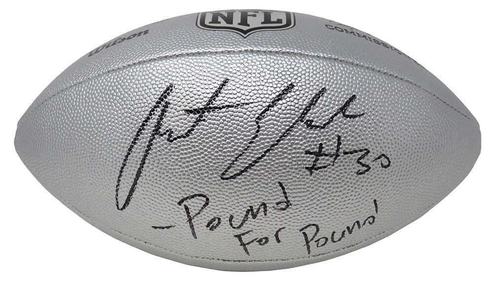 Austin Ekeler Signed Wilson Duke Silver Metallic NFL Full Size Replica Football w/Pound For Pound - EKEFTB302 - Austin Ekeler Signed Wilson Duke Silver Metallic NFL Full Size Replica Football w/Pound For Pound product image