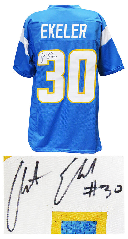 Austin Ekeler Signed Blue Custom Football Jersey - EKEJRY300 - Austin Ekeler Signed Blue Custom Football Jersey product image