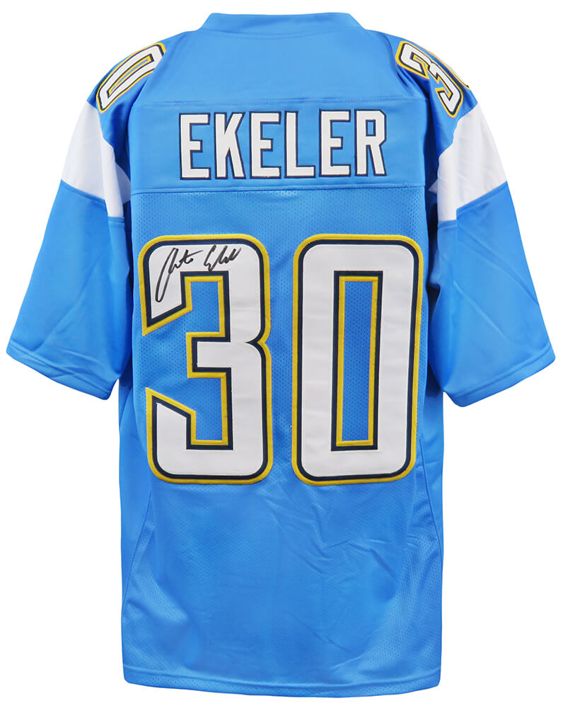 Austin Ekeler Signed Blue Custom Football Jersey (w/Navy Border) - EKEJRY302 - Austin Ekeler Signed Blue Custom Football Jersey (w/Navy Border) product image