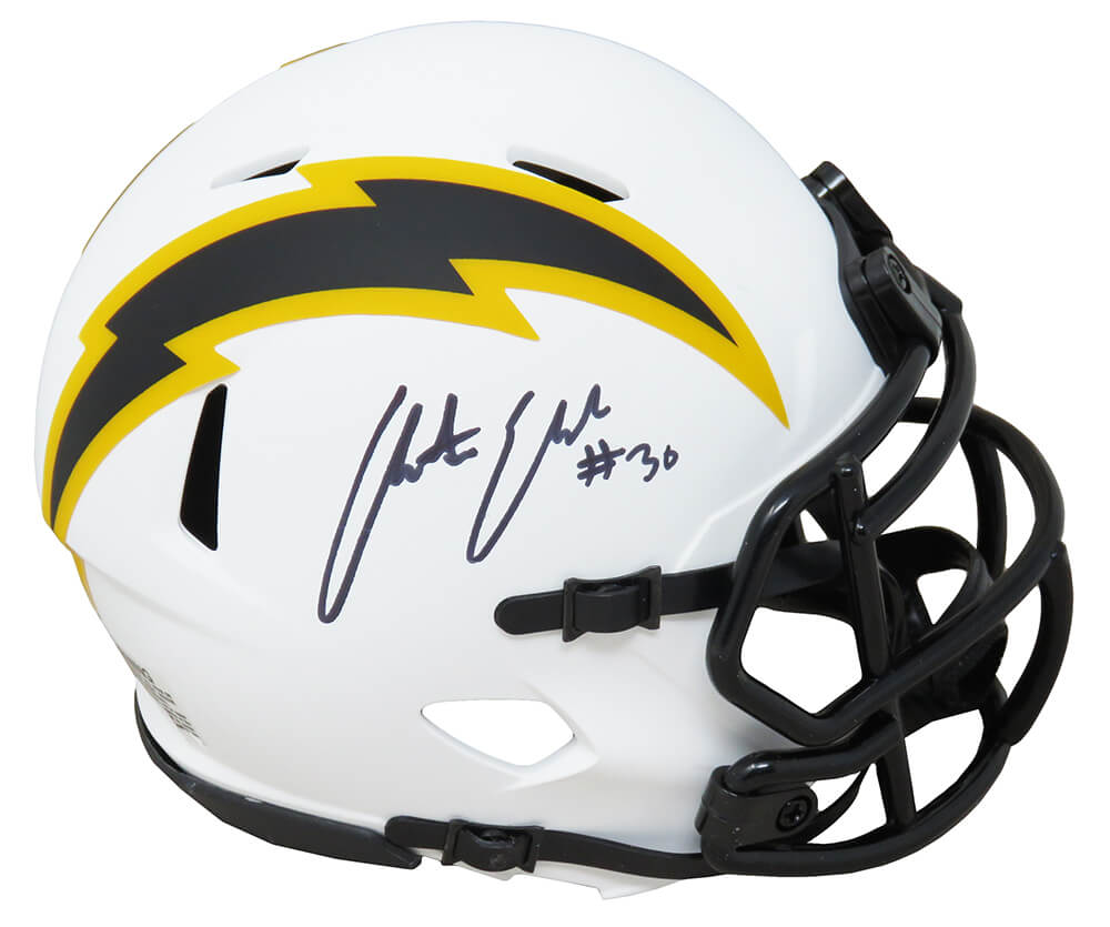 Austin Ekeler Signed Los Angeles Chargers Lunar Eclipse White Matte Riddell Speed Mini Helmet - EKEMIN303 - Austin Ekeler Signed Los Angeles Chargers Lunar Eclipse White Matte Riddell Speed Mini Helmet product image