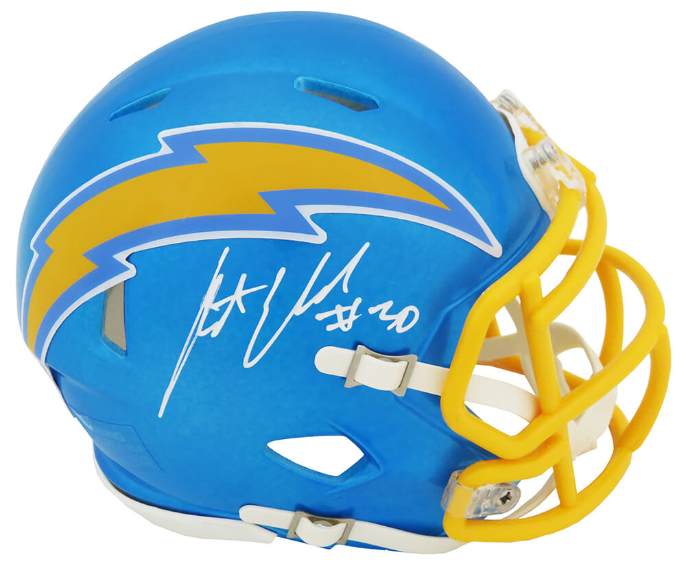 Austin Ekeler Signed Los Angeles Chargers FLASH Riddell Speed Mini Helmet (White Ink) - EKEMIN306 - Austin Ekeler Signed Los Angeles Chargers FLASH Riddell Speed Mini Helmet (White Ink) product image