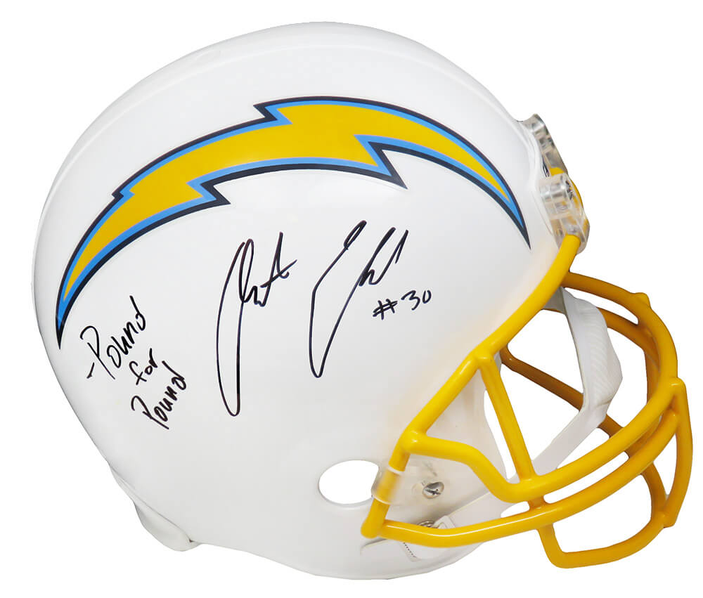 Austin Ekeler Signed Los Angeles Chargers Riddell Full Size Replica Helmet w/Pound For Pound - EKEREP301 - Austin Ekeler Signed Los Angeles Chargers Riddell Full Size Replica Helmet w/Pound For Pound product image