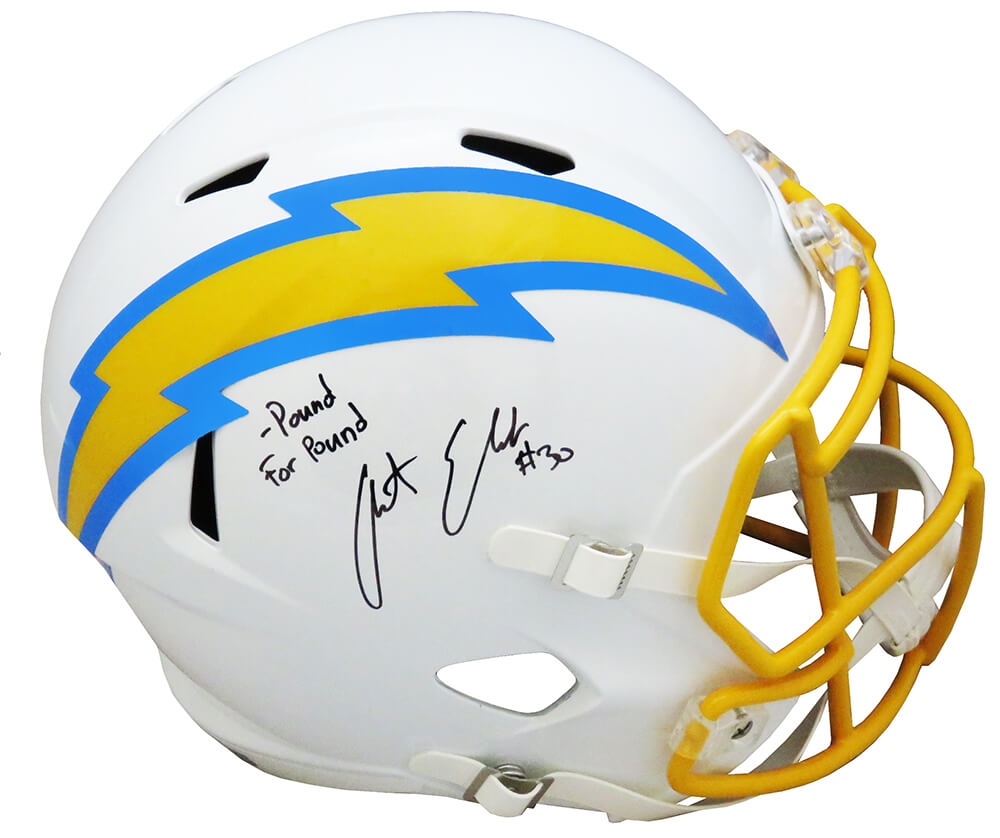Austin Ekeler Signed Los Angeles Chargers Riddell Full Size Speed Replica Helmet w/Pound For Pound - EKEREP304 - Austin Ekeler Signed Los Angeles Chargers Riddell Full Size Speed Replica Helmet w/Pound For Pound product image