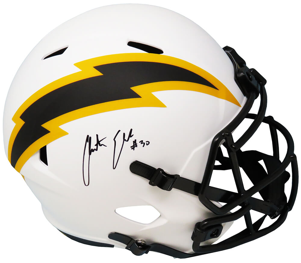 Austin Ekeler Signed Los Angeles Chargers Lunar Eclipse White Matte Riddell Full Size Speed Replica Helmet - EKEREP307 - Austin Ekeler Signed Los Angeles Chargers Lunar Eclipse White Matte Riddell Full Size Speed Replica Helmet product image