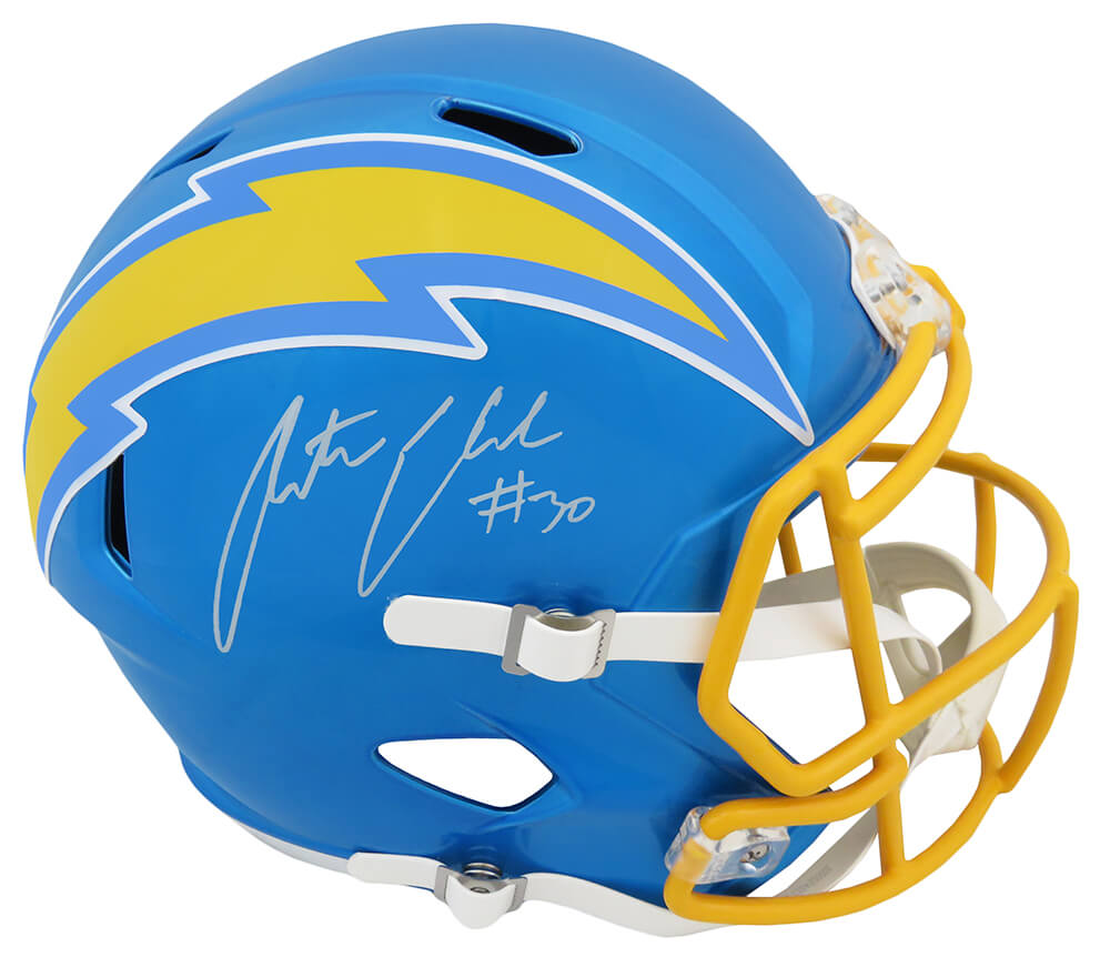 Austin Ekeler Signed Los Angeles Chargers FLASH Riddell Full Size Speed Replica Helmet - EKEREP308 - Austin Ekeler Signed Los Angeles Chargers FLASH Riddell Full Size Speed Replica Helmet product image