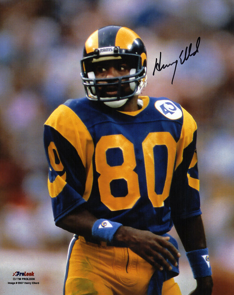 Henry Ellard Signed Los Angeles Rams Blue Jersey Close Up 8x10 Photo - ELL08P303 - Henry Ellard Signed Los Angeles Rams Blue Jersey Close Up 8x10 Photo product image