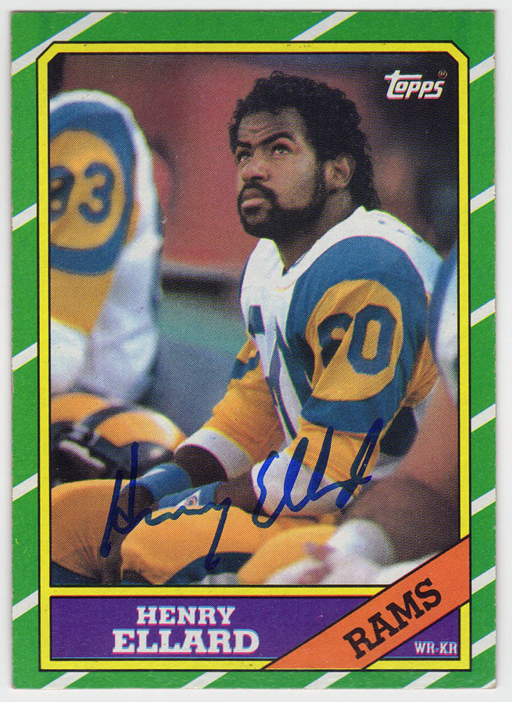 Henry Ellard Signed Los Angeles Rams 1986 Topps Football Trading Card #79 - ELLCAR311 - Henry Ellard Signed Los Angeles Rams 1986 Topps Football Trading Card #79 product image