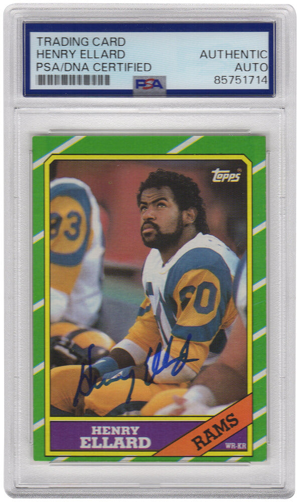 Henry Ellard Signed Los Angeles Rams 1986 Topps Football Trading Card #79 - (PSA Encapsulated) - ELLCAR313 - Henry Ellard Signed Los Angeles Rams 1986 Topps Football Trading Card #79 - (PSA Encapsulated) product image