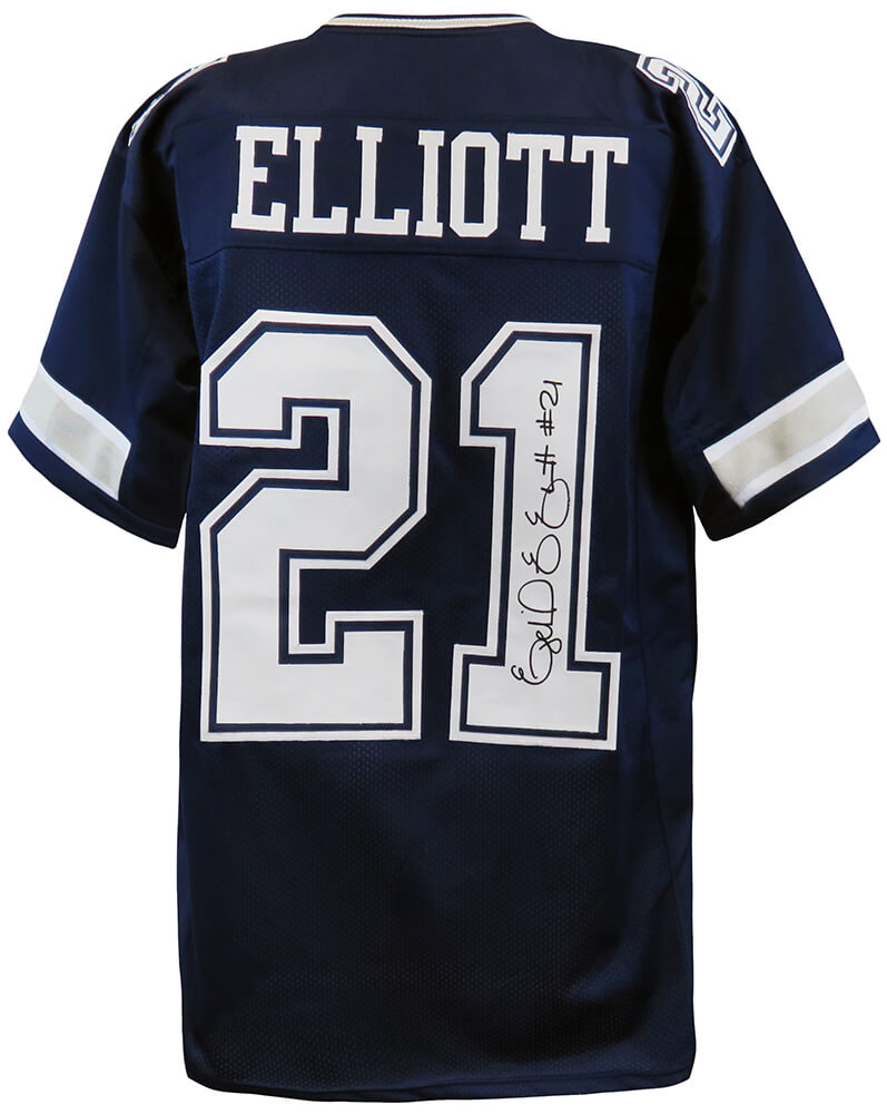 Ezekiel Elliott Signed Navy Custom Football Jersey - ELLJRY310 - Ezekiel Elliott Signed Navy Custom Football Jersey product image