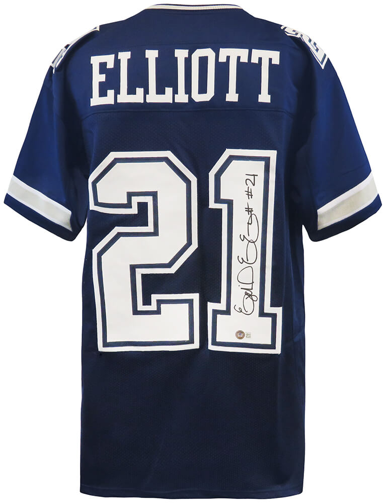 Ezekiel Elliott Signed Navy Custom Football Jersey - (Beckett) - ELLJRY312 - Ezekiel Elliott Signed Navy Custom Football Jersey - (Beckett) product image