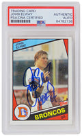 John Elway Signed Denver Broncos 1984 Topps Football Rookie Trading Card #63 w/HOF'04 (PSA Encapsulated) - ELWCAR304 - John Elway Signed Denver Broncos 1984 Topps Football Rookie Trading Card #63 w/HOF'04 (PSA Encapsulated) product image