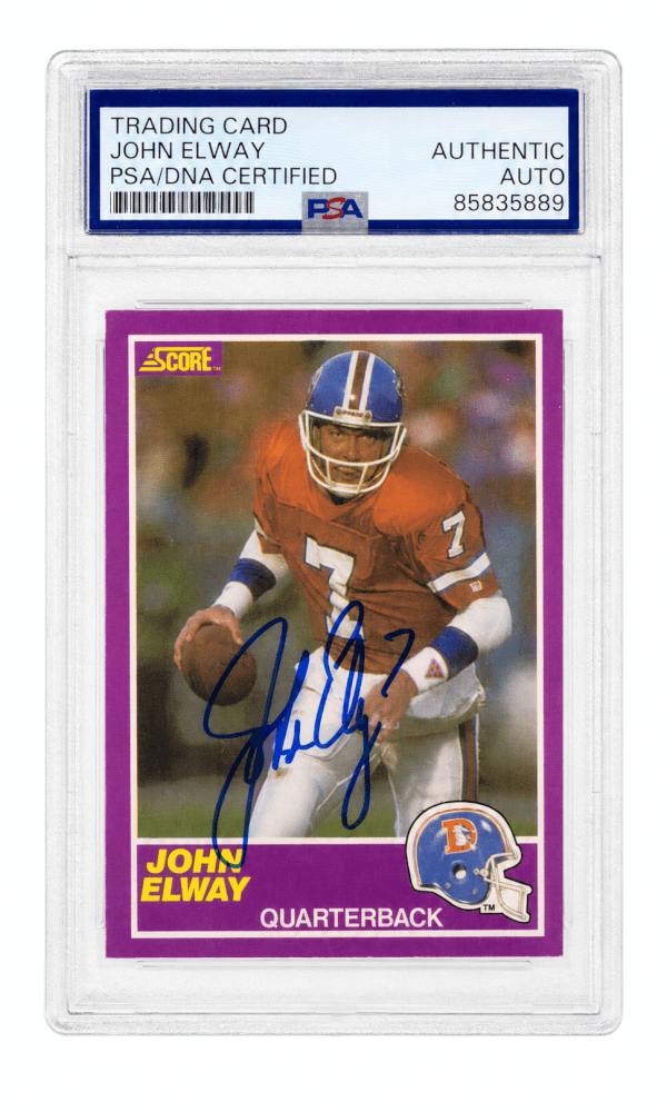 John Elway Signed Denver Broncos 1989 Score Supplemental Football Trading Card #339S  (PSA Encapsulated) - ELWCAR305 - John Elway Signed Denver Broncos 1989 Score Supplemental Football Trading Card #339S  (PSA Encapsulated) product image