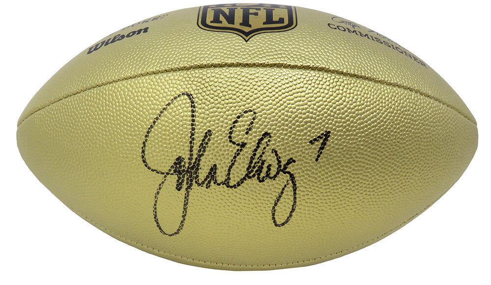John Elway Signed Wilson Duke Gold Metallic NFL Full Size Replica Football - ELWFTB301 - John Elway Signed Wilson Duke Gold Metallic NFL Full Size Replica Football product image