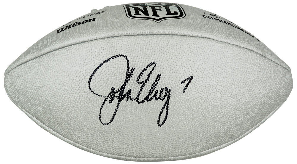 John Elway Signed Wilson Duke Silver Metallic NFL Full Size Replica Football - ELWFTB303 - John Elway Signed Wilson Duke Silver Metallic NFL Full Size Replica Football product image
