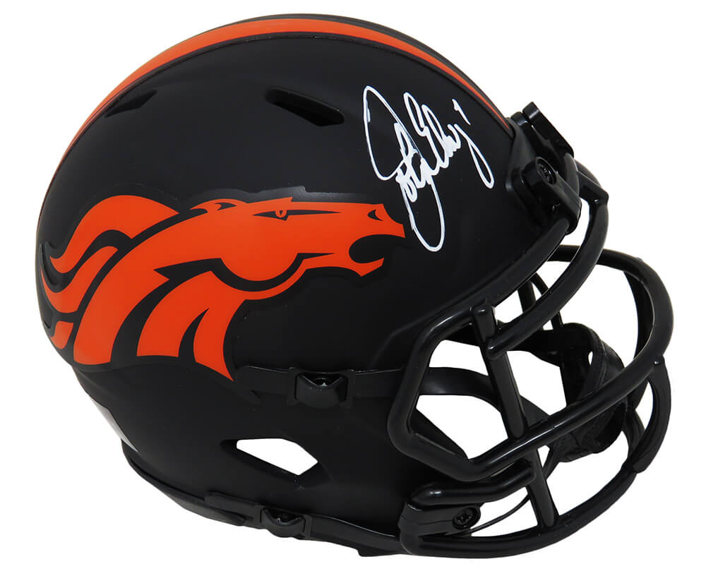 John Elway Signed Denver Broncos Eclipse Black Matte Riddell Speed Mini Helmet - ELWMIN301 - John Elway Signed Denver Broncos Eclipse Black Matte Riddell Speed Mini Helmet product image