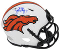 John Elway Signed Denver Broncos Lunar Eclipse White Matte Riddell Speed Mini Helmet (Blue Ink) - ELWMIN304 - John Elway Signed Denver Broncos Lunar Eclipse White Matte Riddell Speed Mini Helmet (Blue Ink) product image