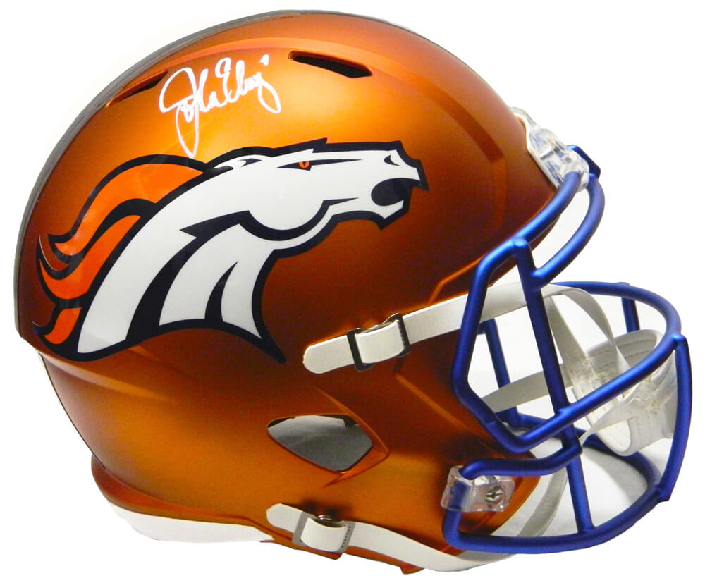 John Elway Signed Denver Broncos Blaze Riddell Full Size Replica Helmet - ELWREP301 - John Elway Signed Denver Broncos Blaze Riddell Full Size Replica Helmet product image