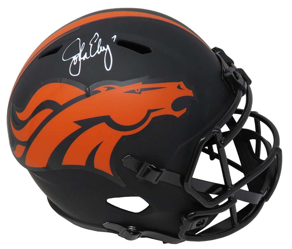 John Elway Signed Denver Broncos Eclipse Black Matte Riddell Full Size Speed Replica Helmet - ELWREP306 - John Elway Signed Denver Broncos Eclipse Black Matte Riddell Full Size Speed Replica Helmet product image