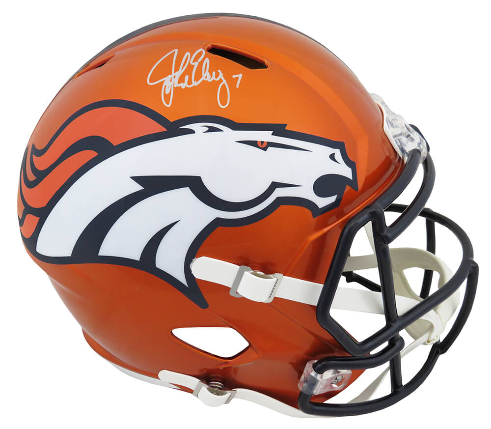 John Elway Signed Denver Broncos FLASH Riddell Full Size Speed Replica Helmet - ELWREP308 - John Elway Signed Denver Broncos FLASH Riddell Full Size Speed Replica Helmet product image