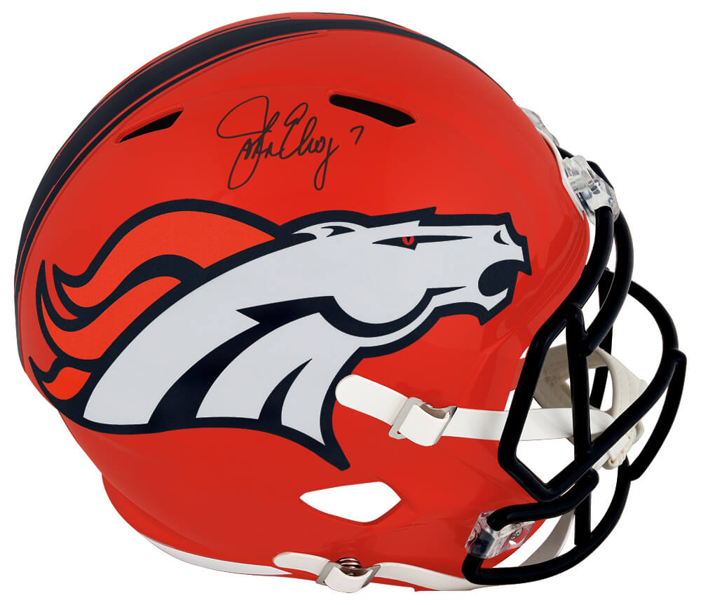 John Elway Signed Denver Broncos FLASH Riddell Full Size Speed Replica Helmet (In Black) - ELWREP311 - John Elway Signed Denver Broncos FLASH Riddell Full Size Speed Replica Helmet (In Black) product image