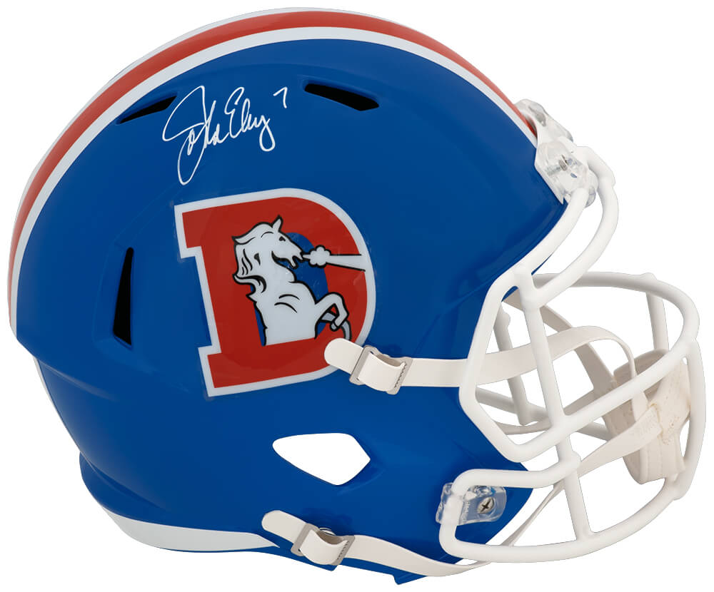 John Elway Signed Denver Broncos T/B D Logo Riddell Full Size Speed Replica Helmet - ELWREP312 - John Elway Signed Denver Broncos T/B D Logo Riddell Full Size Speed Replica Helmet product image