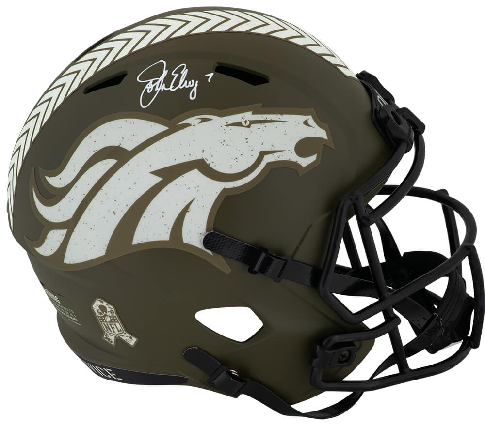 John Elway Signed Denver Broncos SALUTE Riddell Full Size Speed Replica Helmet - ELWREP314 - John Elway Signed Denver Broncos SALUTE Riddell Full Size Speed Replica Helmet product image