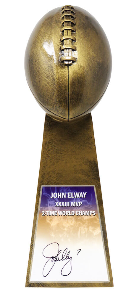 John Elway Signed Football World Champion 15 Inch Replica Gold Trophy - ELWTRO301 - John Elway Signed Football World Champion 15 Inch Replica Gold Trophy product image