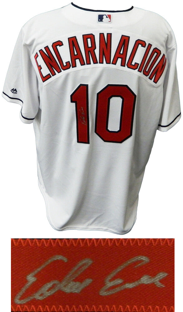 Edwin Encarnacion Signed Cleveland Indians White Majestic Replica Jersey - ENCJRY100 - Edwin Encarnacion Signed Cleveland Indians White Majestic Replica Jersey product image