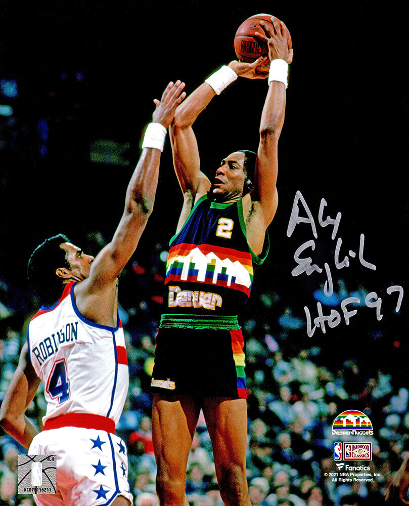 Alex English Signed Denver Nuggets Action 8x10 Photo w/HOF'97 - ENG08P200 - Alex English Signed Denver Nuggets Action 8x10 Photo w/HOF'97 product image