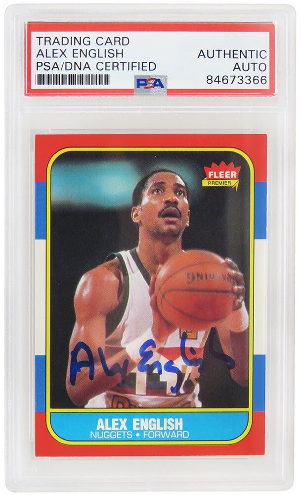 Alex English Signed Denver Nuggets 1986 Fleer Basketball Trading Card #30 - (PSA/DNA Encapsulated) - ENGCAR201 - Alex English Signed Denver Nuggets 1986 Fleer Basketball Trading Card #30 - (PSA/DNA Encapsulated) product image